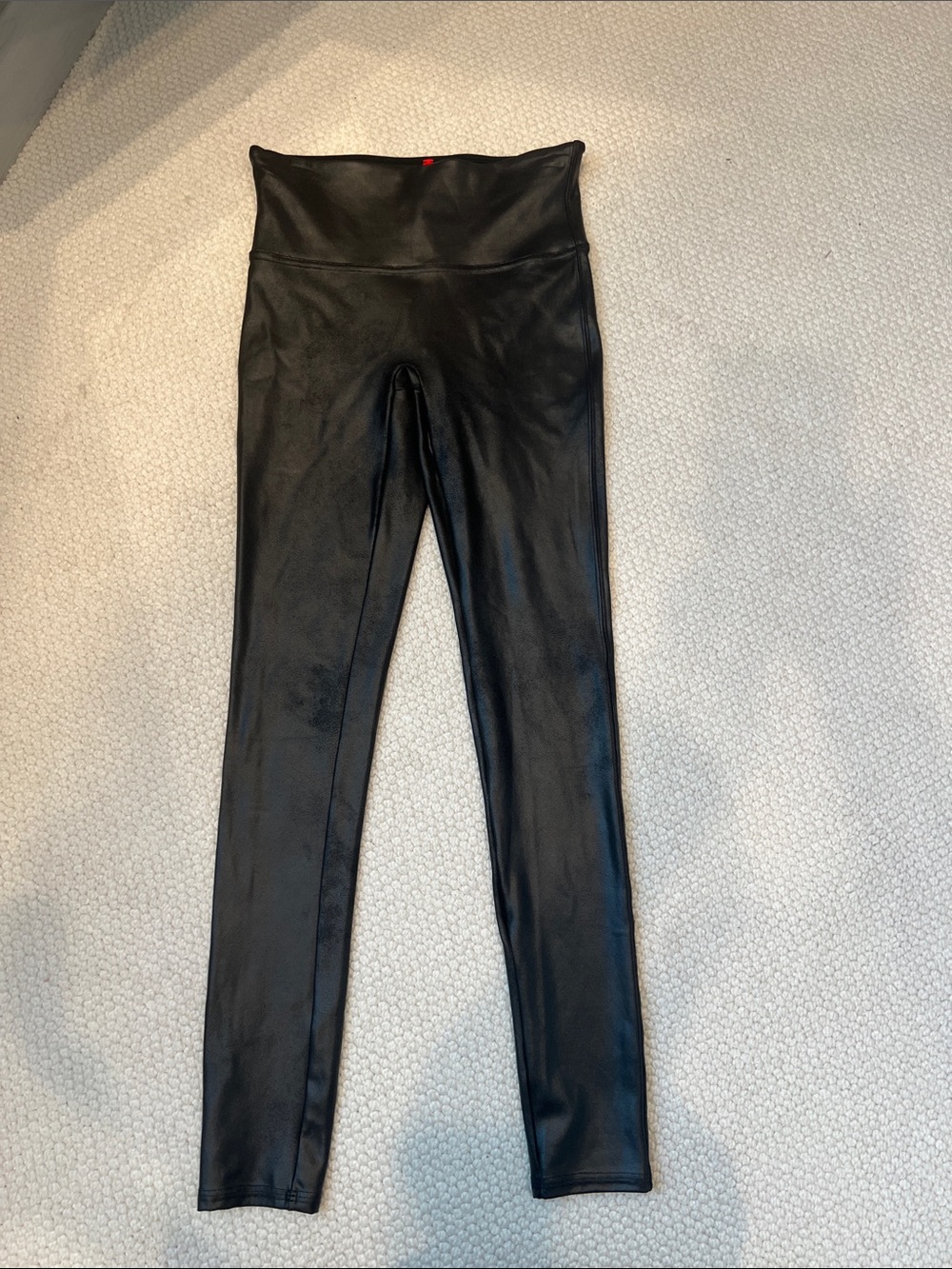 SPANX Black Faux Leather-Look High Waisted Leggings Small Worn once